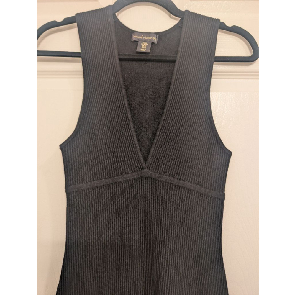$189 House of Harlow 1960 Revolve Basic ribbed black Knit Dress v neck size XS - Picture 3 of 7